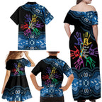 Autism Awareness Australia Indigenous Family Matching Off Shoulder Maxi Dress and Hawaiian Shirt We All Have Different Abilities