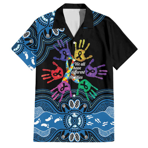 Autism Awareness Australia Indigenous Family Matching Off Shoulder Short Dress and Hawaiian Shirt We All Have Different Abilities