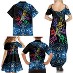 Autism Awareness Australia Indigenous Family Matching Summer Maxi Dress and Hawaiian Shirt We All Have Different Abilities