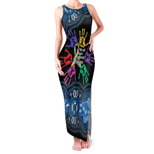 Autism Awareness Australia Indigenous Family Matching Tank Maxi Dress and Hawaiian Shirt We All Have Different Abilities