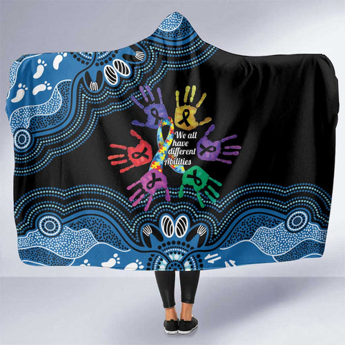 Autism Awareness Australia Indigenous Hooded Blanket We All Have Different Abilities