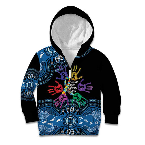 Autism Awareness Australia Indigenous Kid Hoodie We All Have Different Abilities