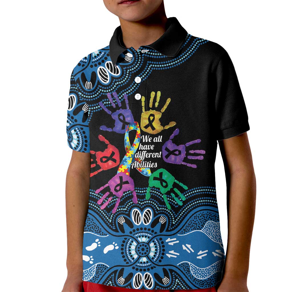Autism Awareness Australia Indigenous Kid Polo Shirt We All Have Different Abilities