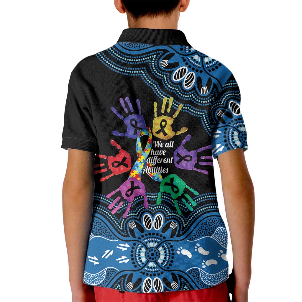 Autism Awareness Australia Indigenous Kid Polo Shirt We All Have Different Abilities