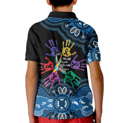 Autism Awareness Australia Indigenous Kid Polo Shirt We All Have Different Abilities