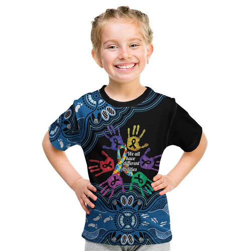 Autism Awareness Australia Indigenous Kid T Shirt We All Have Different Abilities