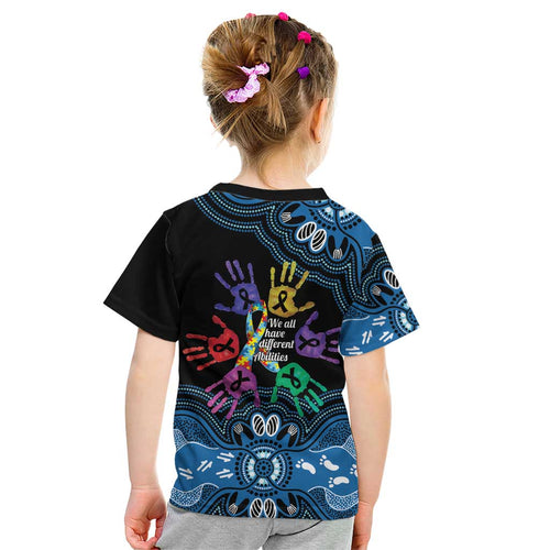 Autism Awareness Australia Indigenous Kid T Shirt We All Have Different Abilities