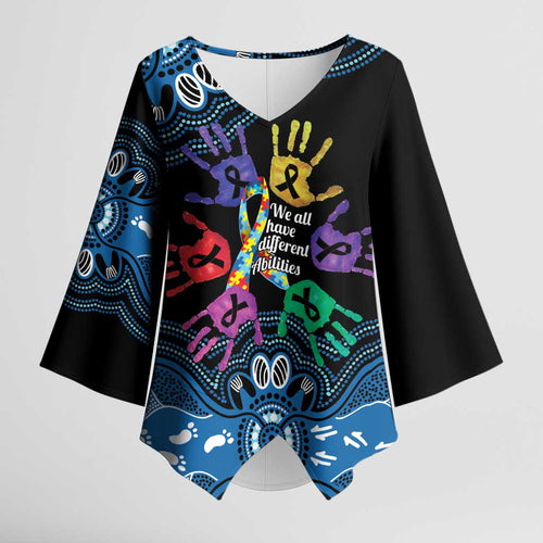 Autism Awareness Australia Indigenous Kimono Sleeve Blouse We All Have Different Abilities