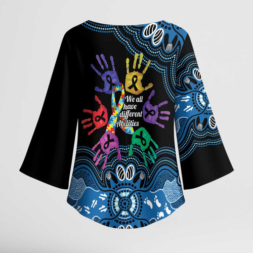 Autism Awareness Australia Indigenous Kimono Sleeve Blouse We All Have Different Abilities