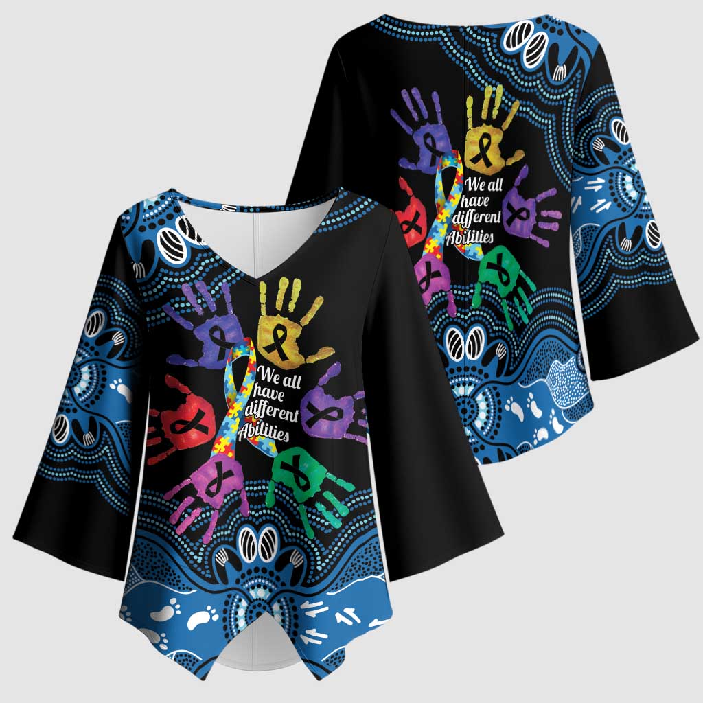 Autism Awareness Australia Indigenous Kimono Sleeve Blouse We All Have Different Abilities