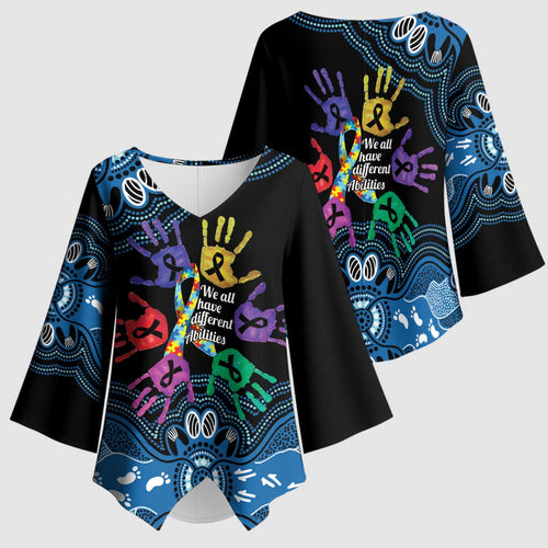 Autism Awareness Australia Indigenous Kimono Sleeve Blouse We All Have Different Abilities