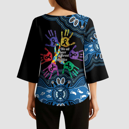 Autism Awareness Australia Indigenous Kimono Sleeve Blouse We All Have Different Abilities