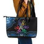 Autism Awareness Australia Indigenous Leather Tote Bag We All Have Different Abilities
