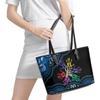 Autism Awareness Australia Indigenous Leather Tote Bag We All Have Different Abilities