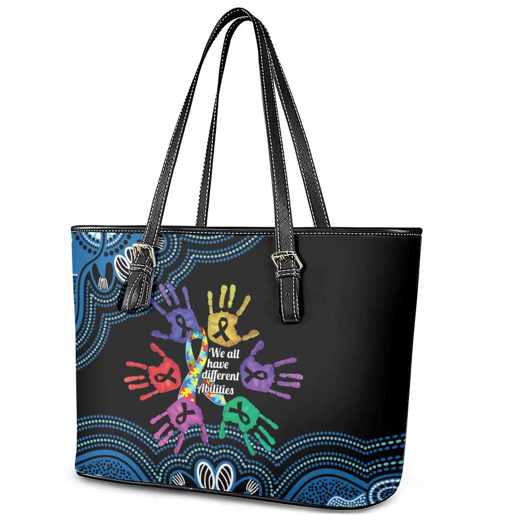 Autism Awareness Australia Indigenous Leather Tote Bag We All Have Different Abilities