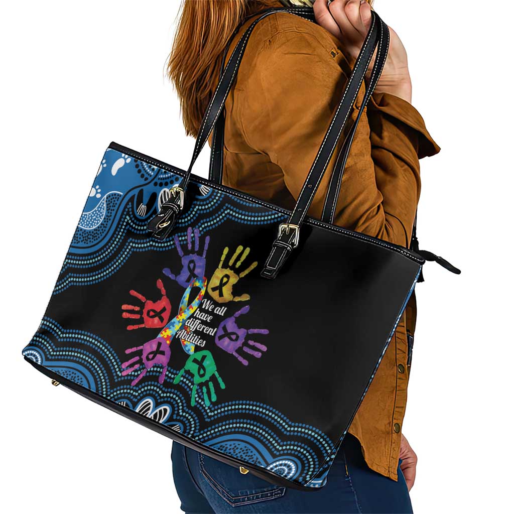Autism Awareness Australia Indigenous Leather Tote Bag We All Have Different Abilities