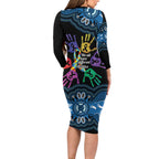 Autism Awareness Australia Indigenous Long Sleeve Bodycon Dress We All Have Different Abilities