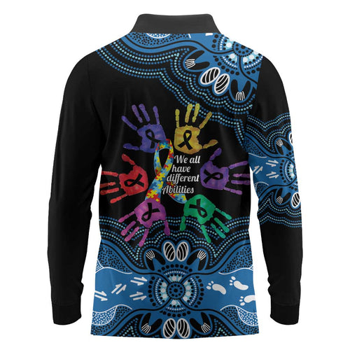 Autism Awareness Australia Indigenous Long Sleeve Polo Shirt We All Have Different Abilities