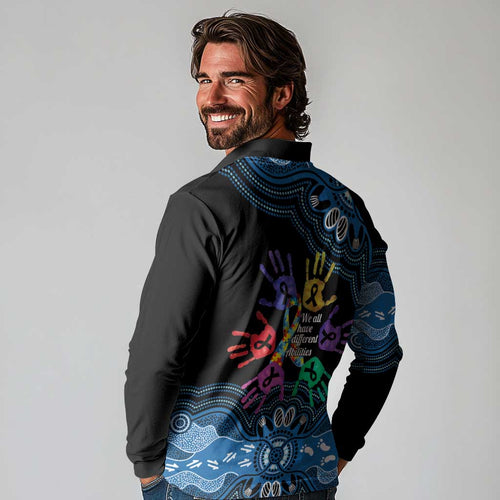 Autism Awareness Australia Indigenous Long Sleeve Polo Shirt We All Have Different Abilities