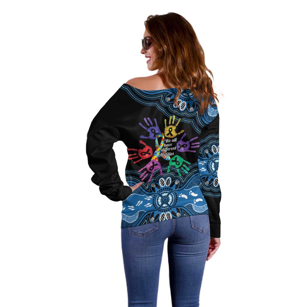 Autism Awareness Australia Indigenous Off Shoulder Sweater We All Have Different Abilities