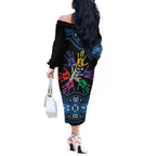 Autism Awareness Australia Indigenous Off The Shoulder Long Sleeve Dress We All Have Different Abilities