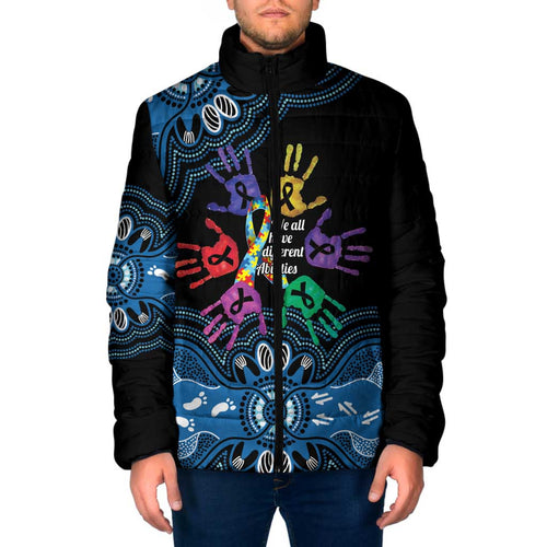 Autism Awareness Australia Indigenous Padded Jacket We All Have Different Abilities