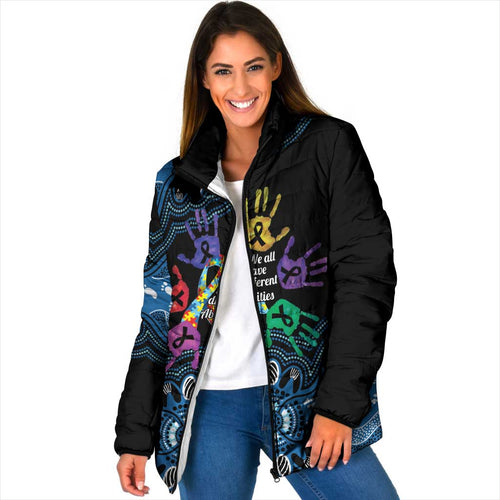 Autism Awareness Australia Indigenous Padded Jacket We All Have Different Abilities