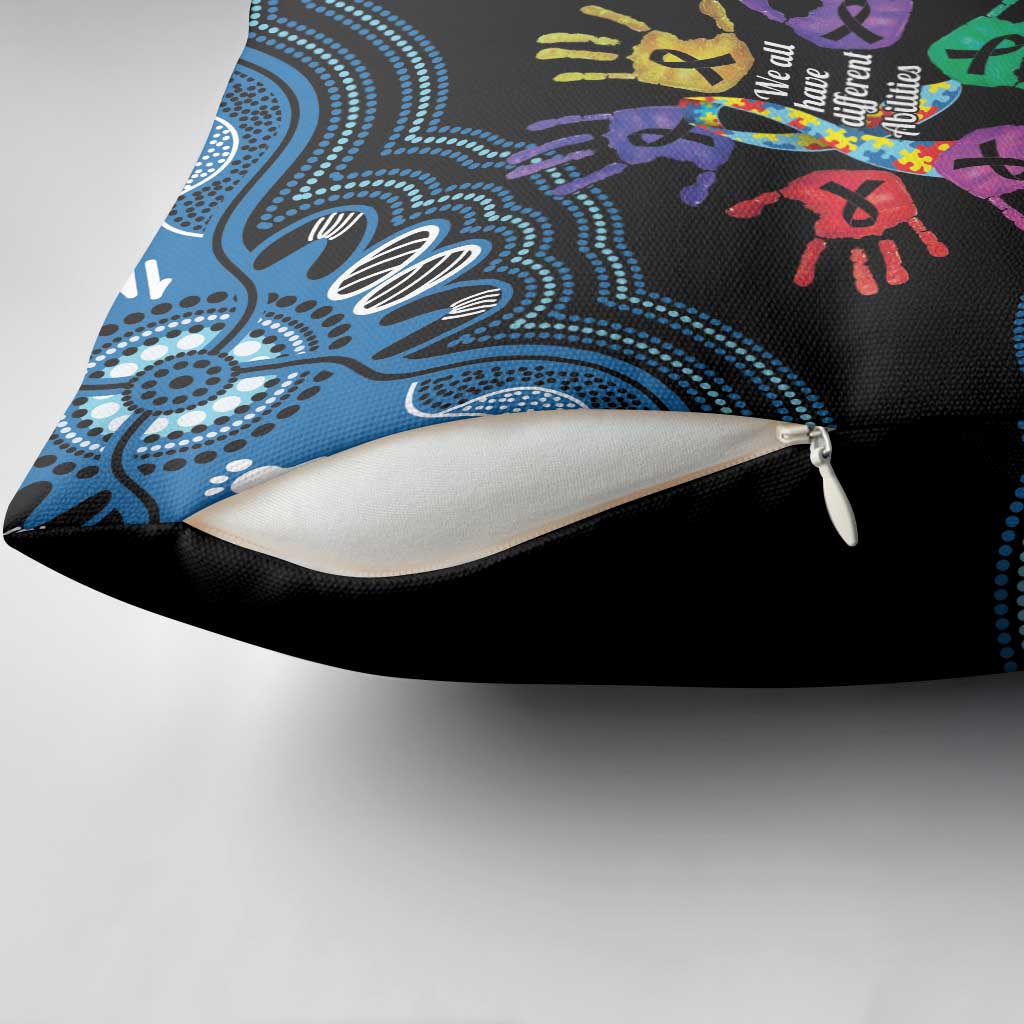 Autism Awareness Australia Indigenous Pillow Cover We All Have Different Abilities