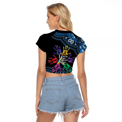 Autism Awareness Australia Indigenous Raglan Cropped T Shirt We All Have Different Abilities