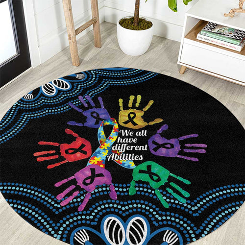 Autism Awareness Australia Indigenous Round Carpet We All Have Different Abilities