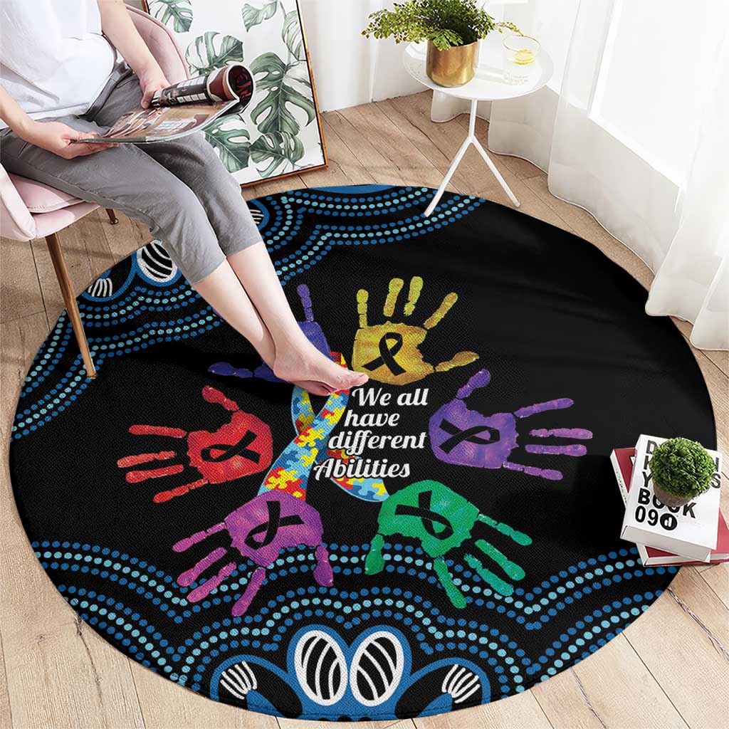 Autism Awareness Australia Indigenous Round Carpet We All Have Different Abilities