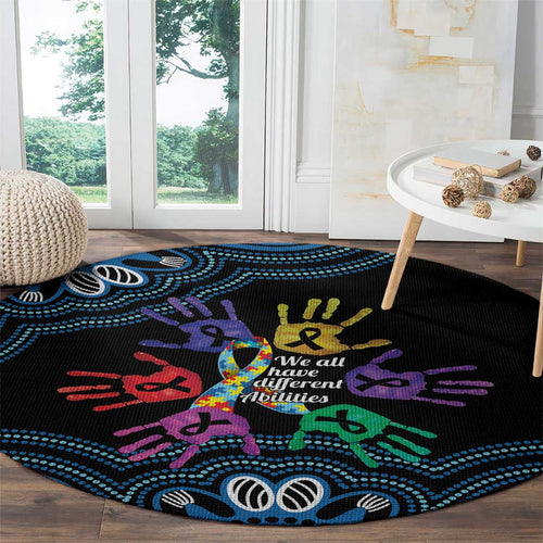 Autism Awareness Australia Indigenous Round Carpet We All Have Different Abilities