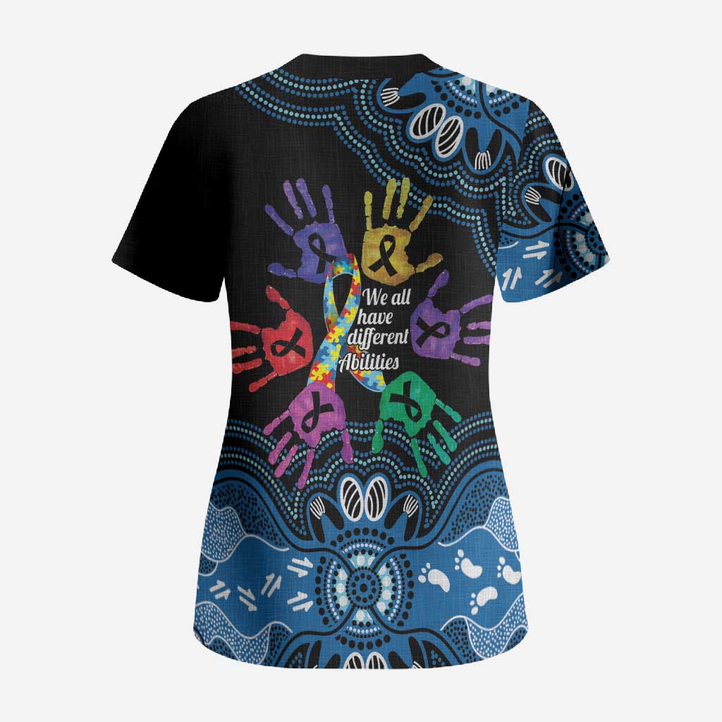 Autism Awareness Australia Indigenous Scrub Top We All Have Different Abilities