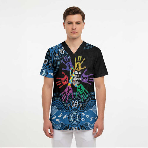 Autism Awareness Australia Indigenous Scrub Top We All Have Different Abilities