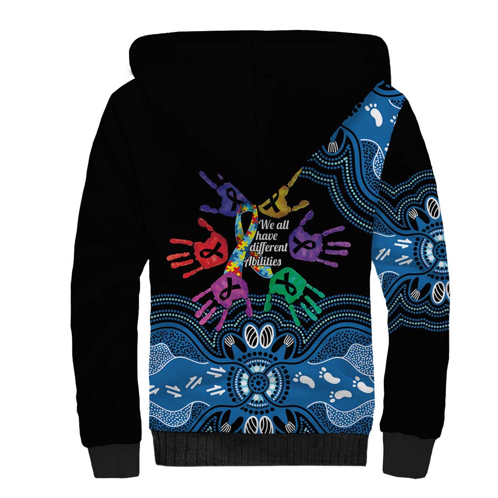 Autism Awareness Australia Indigenous Sherpa Hoodie We All Have Different Abilities