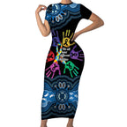 Autism Awareness Australia Indigenous Short Sleeve Bodycon Dress We All Have Different Abilities