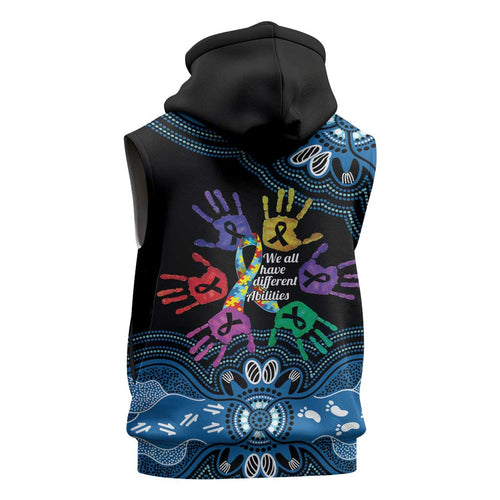 Autism Awareness Australia Indigenous Sleeveless Hoodie We All Have Different Abilities