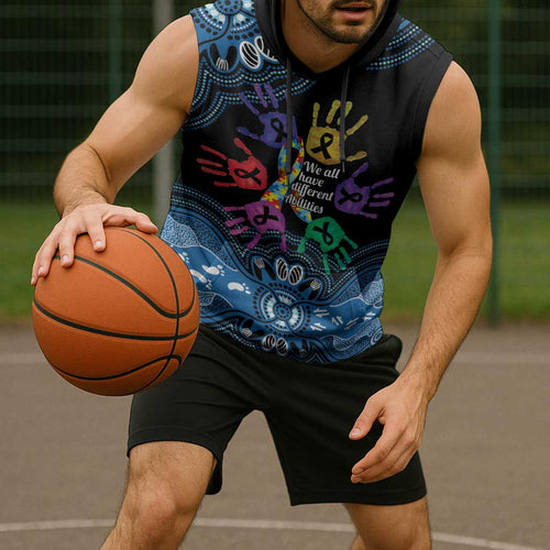 Autism Awareness Australia Indigenous Sleeveless Hoodie We All Have Different Abilities