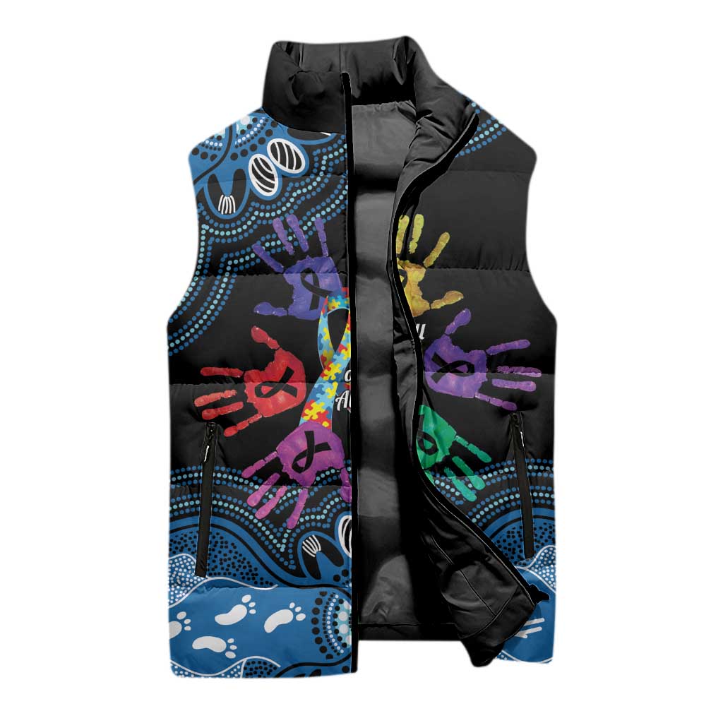 Autism Awareness Australia Indigenous Sleeveless Puffer Jacket We All Have Different Abilities