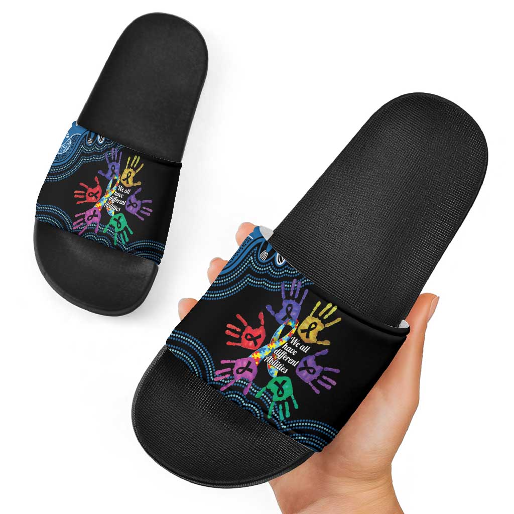Autism Awareness Australia Indigenous Slide Sandals We All Have Different Abilities