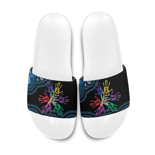 Autism Awareness Australia Indigenous Slide Sandals We All Have Different Abilities