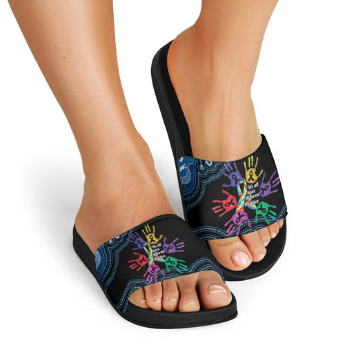 Autism Awareness Australia Indigenous Slide Sandals We All Have Different Abilities