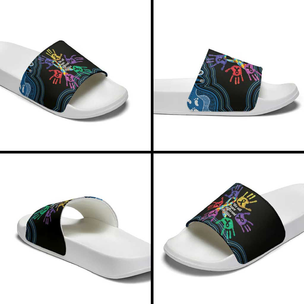 Autism Awareness Australia Indigenous Slide Sandals We All Have Different Abilities