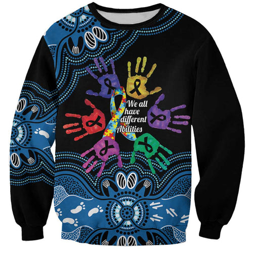 Autism Awareness Australia Indigenous Sweatshirt We All Have Different Abilities