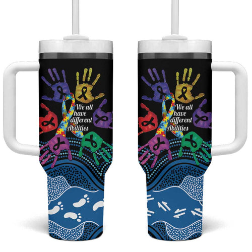 Autism Awareness Australia Indigenous Tumbler With Handle We All Have Different Abilities