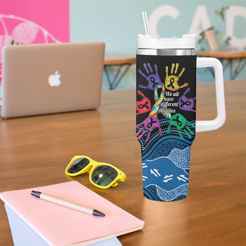 Autism Awareness Australia Indigenous Tumbler With Handle We All Have Different Abilities