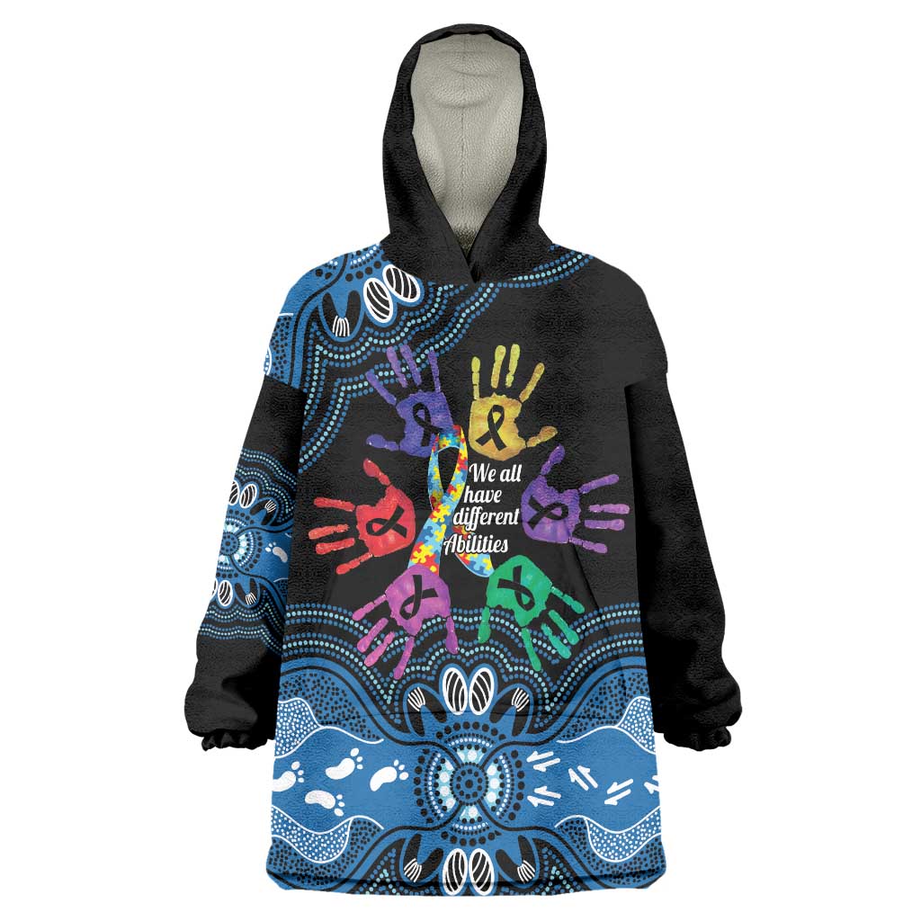 Autism Awareness Australia Indigenous Wearable Blanket Hoodie We All Have Different Abilities