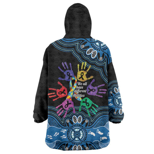 Autism Awareness Australia Indigenous Wearable Blanket Hoodie We All Have Different Abilities
