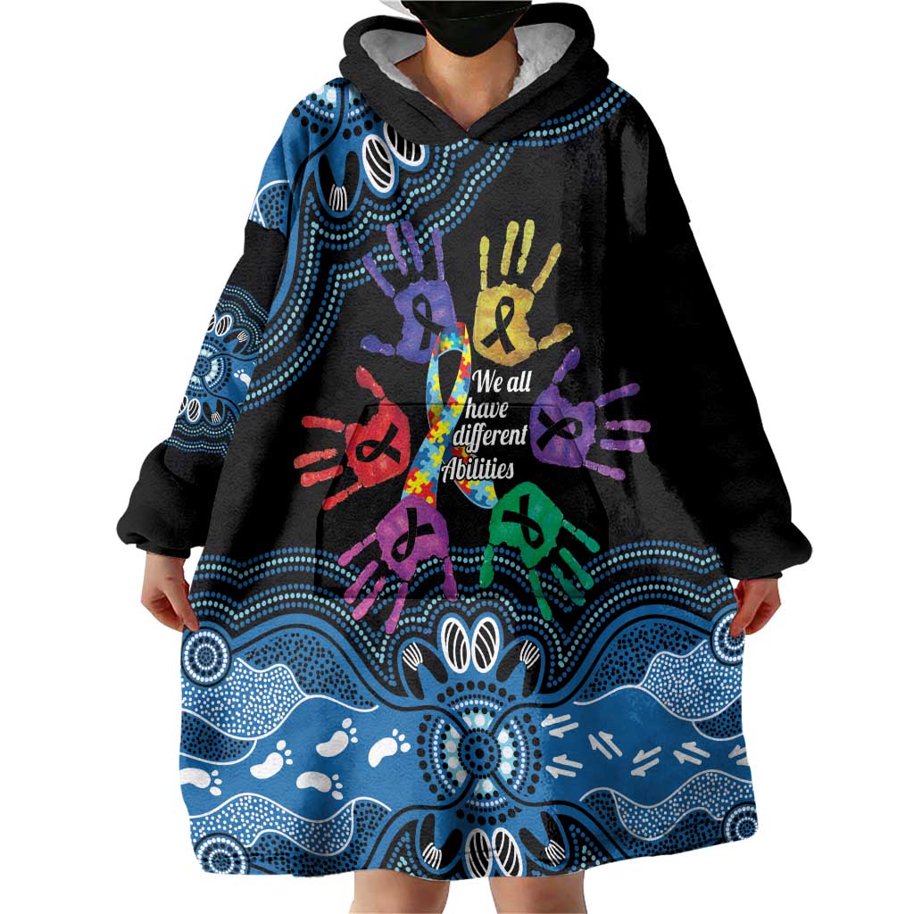 Autism Awareness Australia Indigenous Wearable Blanket Hoodie We All Have Different Abilities