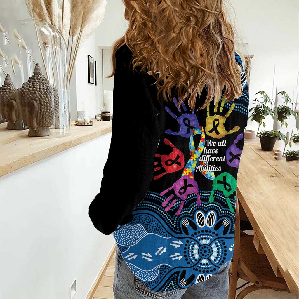 Autism Awareness Australia Indigenous Women Casual Shirt We All Have Different Abilities